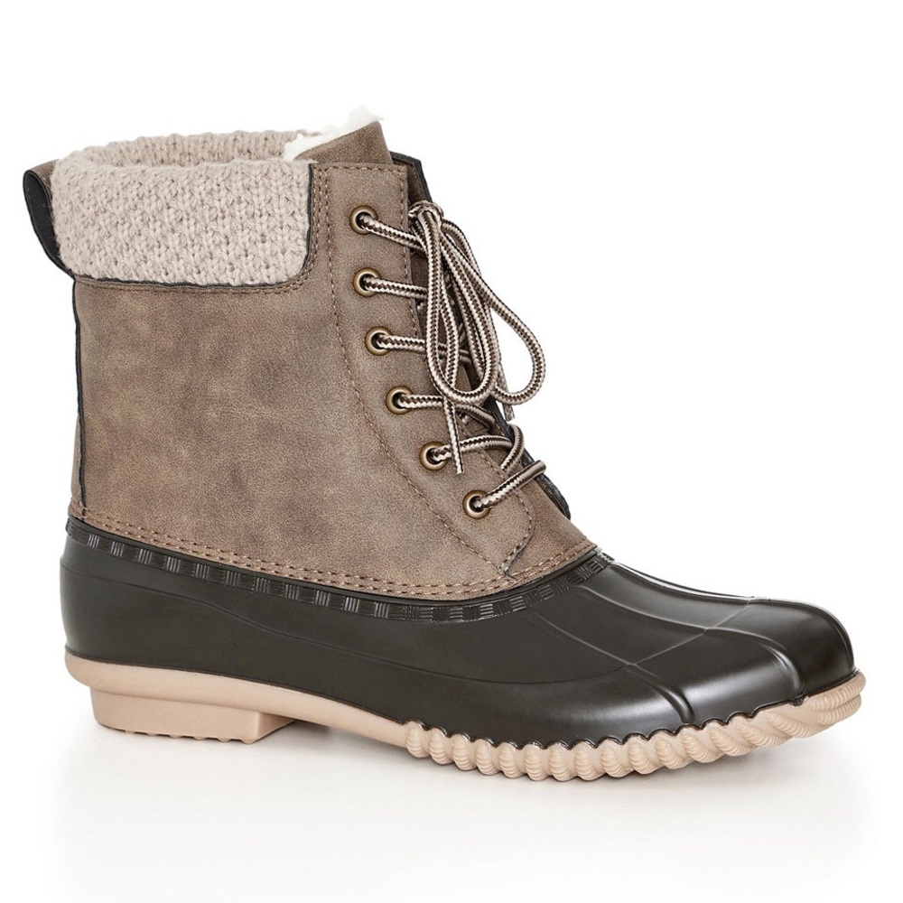 Cloudwalkers Lexi Sweater Trim Women’s Weather Boot Black & Tan 10W by Avenue - Picture 2 of 15